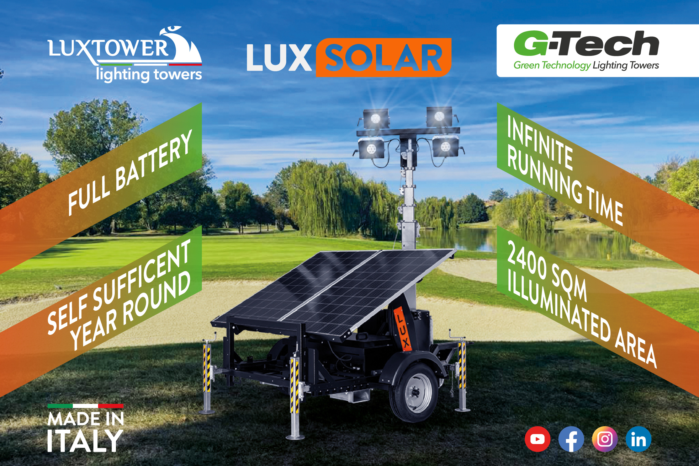 Luxtower light towers for civil and industrial construction, oil and gas and events